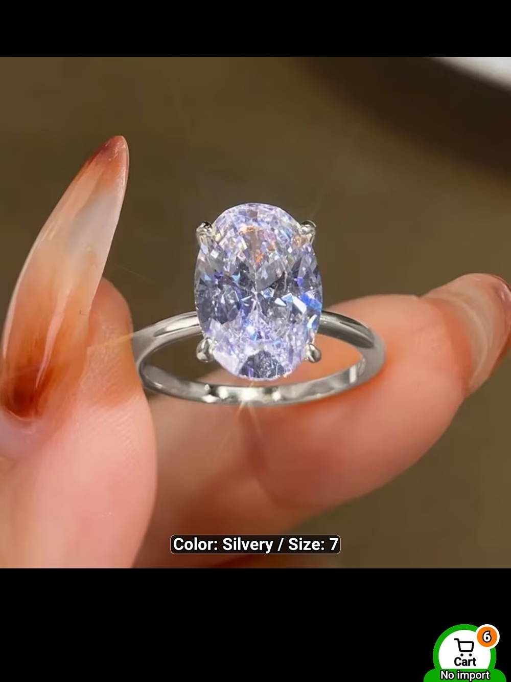 Sterling Silver Oval Cubic Zirconia Ring - Silvery